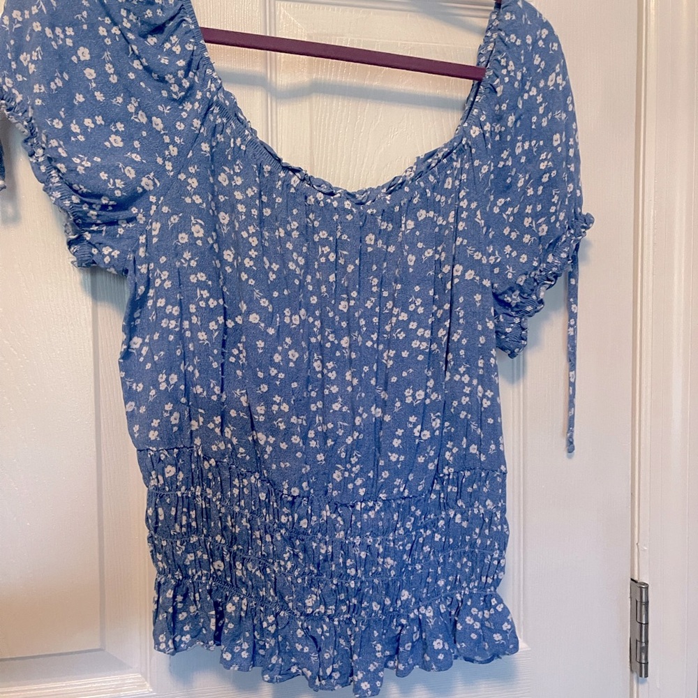 Cute baby blue ruffle top